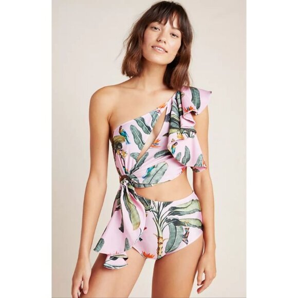 Anthropologie PatBo Tropical One Shoulder Swimsuit - Picture 5 of 14